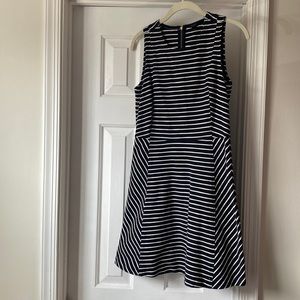 JCrew Size 4 Black and White Striped Fit and Flare Dress